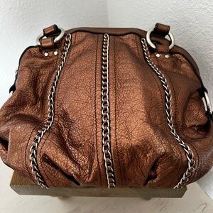 B Makowsky copper chains leather bag purse